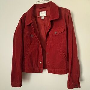 Forever 21 Red Corduroy Jean Jacket